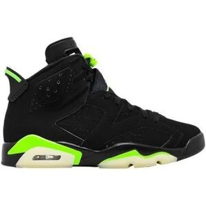 Nike Kids 5Y Air Jordan 6 Retro Sneakers Black Green Neon Basketball Shoes Gym